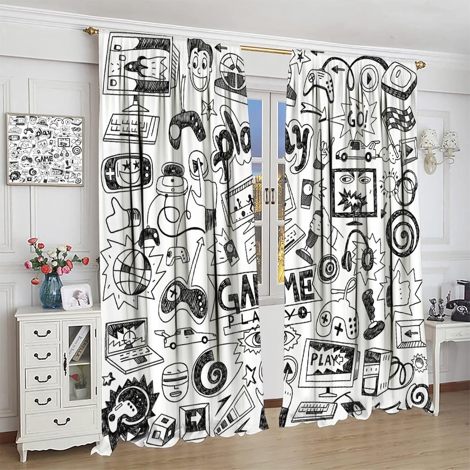 Gaming Video Game Curtain Deco - Retro Gaming Youtube 评论和价格